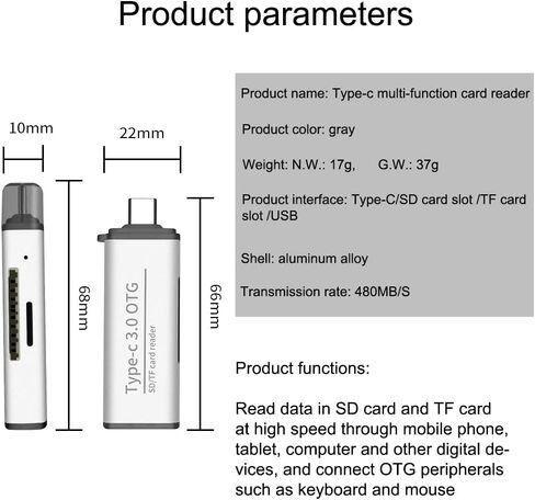 SD Card Reader, High-Speed USB C to Micro SD Card USB 3.0 OTG Adapter Dual Slots, Memory Card Reader for SD/Micro SD/SDHC/SDXC/MMC, Compatible with MacBook Pro/Air, Chromebook, Android Galaxy in Saudi Arabia