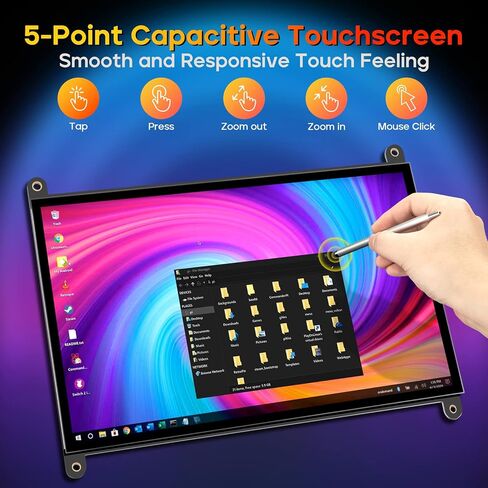 Raspberry Pi Screen, 10.1’’ Touchscreen Monitor,IPS FHD 1024×600, Responsive and Smooth Touch,Dual Built-in Speakers,HDMI Input,Compatible with Various Devices and OS,Easy Assembly,Driver Free in Saudi Arabia