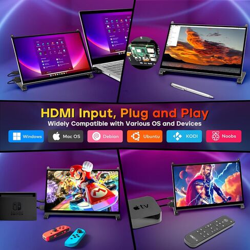 Raspberry Pi Screen, 10.1’’ Touchscreen Monitor,IPS FHD 1024×600, Responsive and Smooth Touch,Dual Built-in Speakers,HDMI Input,Compatible with Various Devices and OS,Easy Assembly,Driver Free in Saudi Arabia