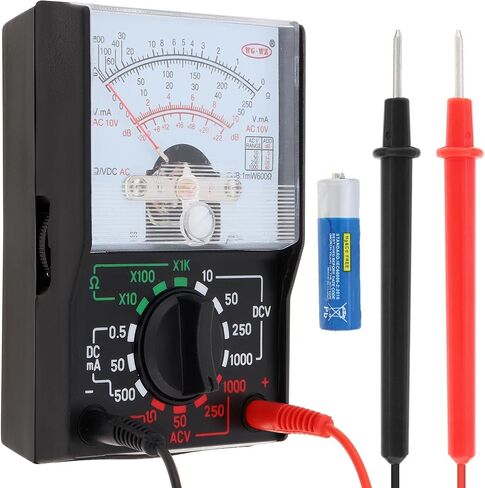 Analog Multimeter, AC/DC Volt 1000V Voltmeter Amp Volt Ohm Voltage Tester Meter with Test Leads and Battery included in Saudi Arabia