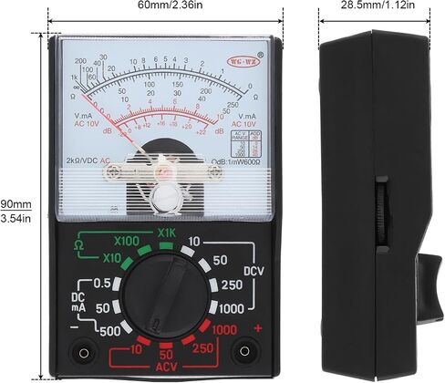 Analog Multimeter, AC/DC Volt 1000V Voltmeter Amp Volt Ohm Voltage Tester Meter with Test Leads and Battery included in Saudi Arabia