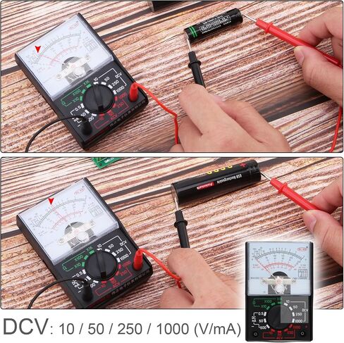 Analog Multimeter, AC/DC Volt 1000V Voltmeter Amp Volt Ohm Voltage Tester Meter with Test Leads and Battery included in Saudi Arabia
