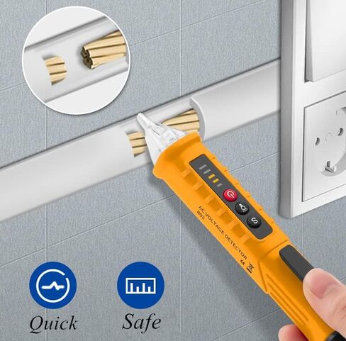 Voltage Detector Test Pen, 802 High Accuracy Voltage Detector, Non Contact Voltage Tester with Buzzer Alarm, Electrical Tester 48 1000V 12 1000V(Yellow) in Saudi Arabia