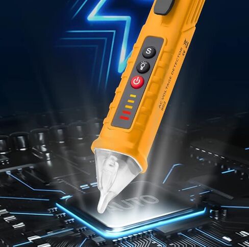 Voltage Detector Test Pen, 802 High Accuracy Voltage Detector, Non Contact Voltage Tester with Buzzer Alarm, Electrical Tester 48 1000V 12 1000V(Yellow) in Saudi Arabia