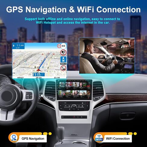 2G+64G Car Stereo for 2011 2012 2013 Jeep Grand Cherokee Radio 9" Wireless Carplay Android Auto Touch Screen Android 13 Radio with Bluetooth HiFi GPS Navigation WiFi FM Head Unit with Backup Camera in Saudi Arabia