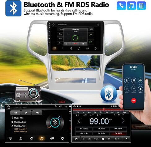 2G+64G Car Stereo for 2011 2012 2013 Jeep Grand Cherokee Radio 9" Wireless Carplay Android Auto Touch Screen Android 13 Radio with Bluetooth HiFi GPS Navigation WiFi FM Head Unit with Backup Camera in Saudi Arabia