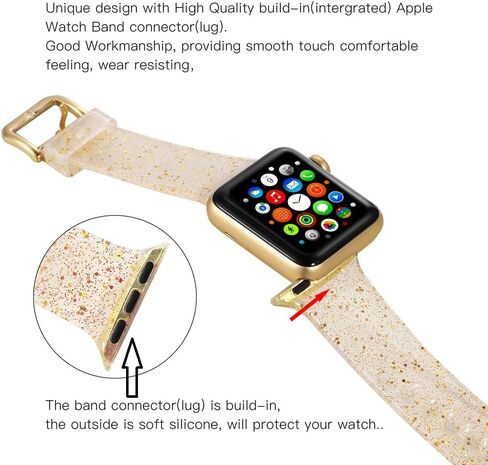 Libra Gemini Compatible with Apple Watch Band, Women Transparent Clear Soft Cute Silicone Sports iWatch Band Strap for Apple Watch Series 8/7/6/5/4/3/2/1/SE in Saudi Arabia