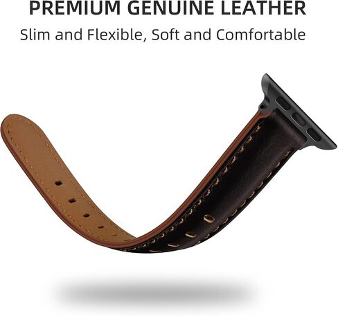 Tobfit Slim Leather Band for Apple Watch Bands 38mm 40mm 41mm 42mm 44mm 45mm, Genuine Top Grain Cowhide Leather Women iWatch Bands for Apple Watch Series 8 7 6 5 4 3 2 1 SE in Saudi Arabia