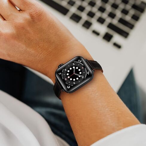 Tobfit Slim Leather Band for Apple Watch Bands 38mm 40mm 41mm 42mm 44mm 45mm, Genuine Top Grain Cowhide Leather Women iWatch Bands for Apple Watch Series 8 7 6 5 4 3 2 1 SE in Saudi Arabia