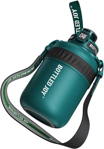 Insulated Stainless Steel Water Bottle for Sports and Travel, BPA-Free,Bottled joy with strap (grey, 32 oz) in Saudi Arabia