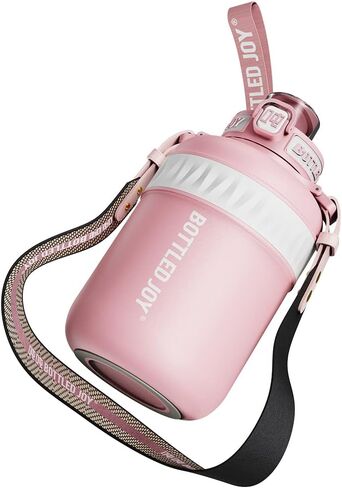 Insulated Stainless Steel Water Bottle for Sports and Travel, BPA-Free,Bottled joy with strap (grey, 32 oz) in Saudi Arabia
