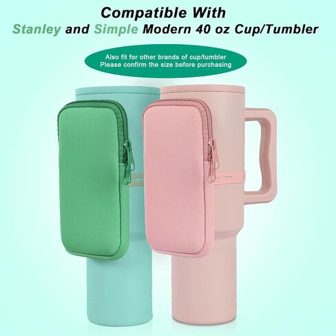 MLKSI Water Bottle Zipper Pouch for Stanley Cup Accessories, Two Layers Cute Storage Bags for Stanley Tumbler with Handle in Kuwait