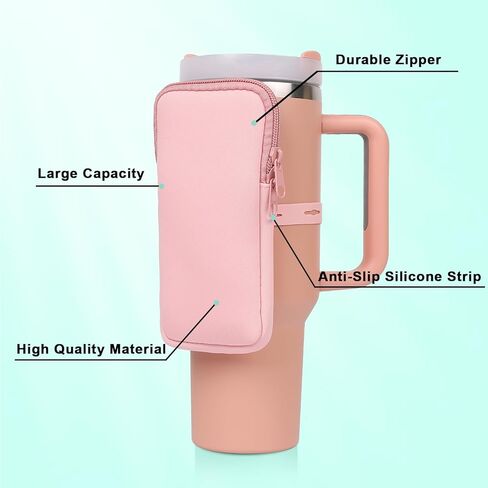 MLKSI Water Bottle Zipper Pouch for Stanley Cup Accessories, Two Layers Cute Storage Bags for Stanley Tumbler with Handle in Kuwait