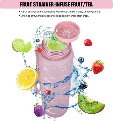 OLDLEY Water Bottles, 32 OZ (Straw lid) Motivational Water Bottle with Time Marker, Leak-Proof Tritan BPA-Free, Stay Hydrated During Workouts, Gym, During Outdoor Activities Like Camping (Pink Topaz) in Saudi Arabia