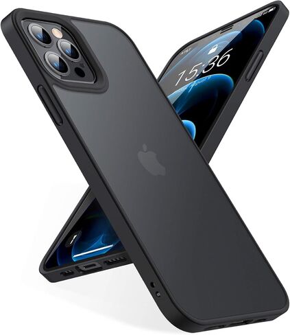 حافظة TORRAS مقاومة للصدمات لهاتف iPhone 12 Pro Max، حافظة شفافة غير لامعة للحماية من السقوط من الدرجة العسكرية متوافقة مع حافظة هاتف iPhone 12 Pro Max، سلسلة Guardian، أسود in Saudi Arabia