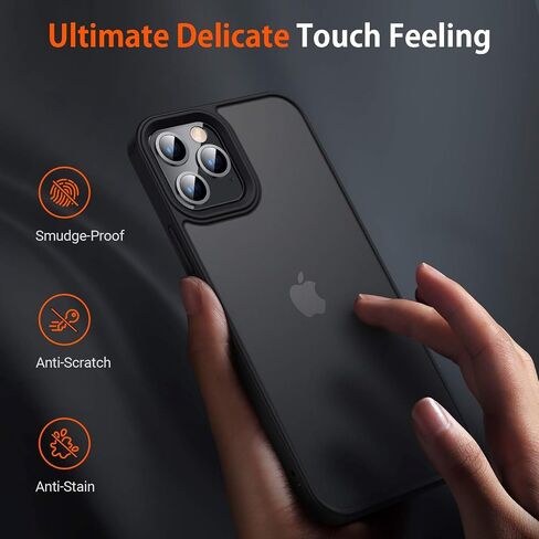 حافظة TORRAS مقاومة للصدمات لهاتف iPhone 12 Pro Max، حافظة شفافة غير لامعة للحماية من السقوط من الدرجة العسكرية متوافقة مع حافظة هاتف iPhone 12 Pro Max، سلسلة Guardian، أسود in Saudi Arabia