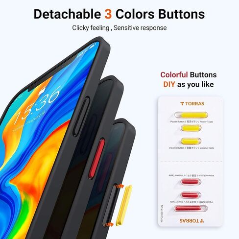 حافظة TORRAS مقاومة للصدمات لهاتف iPhone 12 Pro Max، حافظة شفافة غير لامعة للحماية من السقوط من الدرجة العسكرية متوافقة مع حافظة هاتف iPhone 12 Pro Max، سلسلة Guardian، أسود in Saudi Arabia