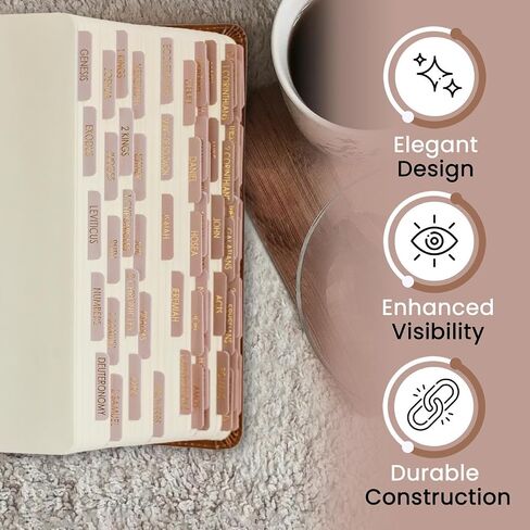 Bible Tabs for Women Study Bible, Embossed Matte Catholic Bible Tabs Gold, Laminated Bible Tabs, Bible Book Tabs w/Old & New Testament Neutral Bible Labels Tabs, Perfect Bible Study Supplies Oak in Saudi Arabia