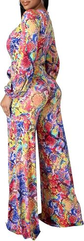 بدلة قفز نسائية مثيرة من FairBeauty مطبوعة بالزهور قطعة واحدة أنيقة ورقبة على شكل حرف V وأكمام طويلة in Kuwait