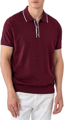 قمصان بولو رجالي من القطن الخالص من ALTAIREGA، قمصان جولف محبوكة، بلوفر صيفي غير رسمي - بولو بأكمام قصيرة، تي شيرت ناعم بقصة ضيقة، أحمر XXXL in Kuwait