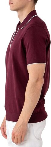 قمصان بولو رجالي من القطن الخالص من ALTAIREGA، قمصان جولف محبوكة، بلوفر صيفي غير رسمي - بولو بأكمام قصيرة، تي شيرت ناعم بقصة ضيقة، أحمر XXXL in Kuwait