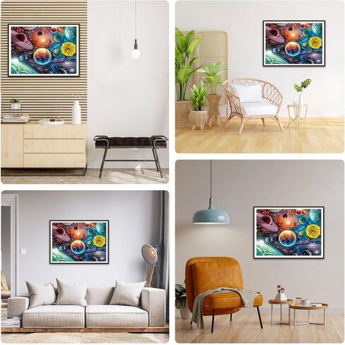 Lxmsja 5D المجرة الفضاء كوكب الماس اللوحة الفنية، مجموعات الرسم الفني الماس للبالغين، DIY الحفر الكامل الكريستال حجر الراين الفنون والحرف ديكور جدار المنزل 16x12 بوصة in Saudi Arabia