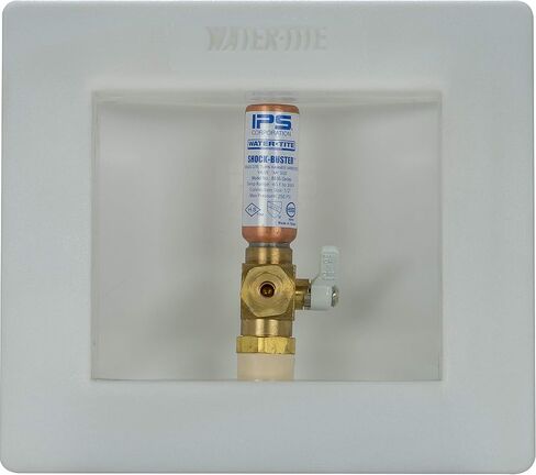 Water-Tite 87982 Square Ice Maker Outlet Box - Quarter-Turn Lead-Free Brass Hammer Arrester Valve, 1/2-Inch CPVC Connection, White Plastic in Saudi Arabia