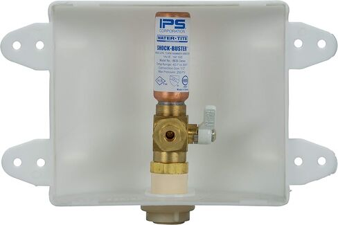 Water-Tite 87982 Square Ice Maker Outlet Box - Quarter-Turn Lead-Free Brass Hammer Arrester Valve, 1/2-Inch CPVC Connection, White Plastic in Saudi Arabia