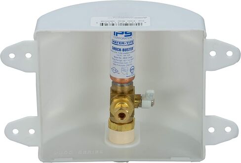 Water-Tite 87982 Square Ice Maker Outlet Box - Quarter-Turn Lead-Free Brass Hammer Arrester Valve, 1/2-Inch CPVC Connection, White Plastic in Saudi Arabia