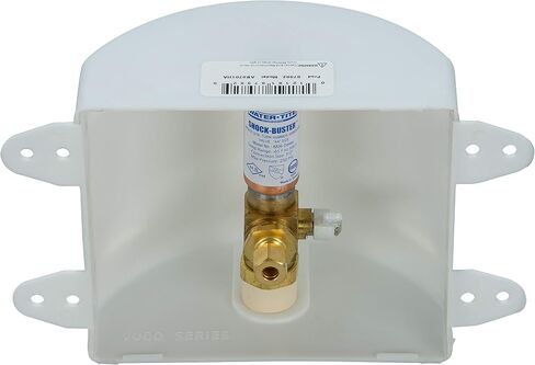 Water-Tite 87982 Square Ice Maker Outlet Box - Quarter-Turn Lead-Free Brass Hammer Arrester Valve, 1/2-Inch CPVC Connection, White Plastic in Saudi Arabia