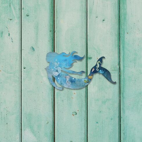 ZHANYUN Metal Mermaid Wall Art,Metal Mermaid Wall Decor,Hanging Metal Mermaid Decorations,Little Mermaid Sculpture for Girls Bedroom Home Themed Patio Swimming Pool Bathroom Decor in Saudi Arabia