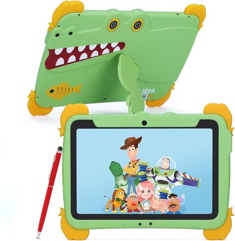 C idea 10.1 inch Kids Tablet, Android 12 WiFi Tablet for Kids Ages 3-12, 4GB RAM 64GB ROM Expandable 512GB Toddler Tablet with Case, Stylus, Dual Carema, FHD Screen, Parental Control, 6000mAh - Green in Saudi Arabia