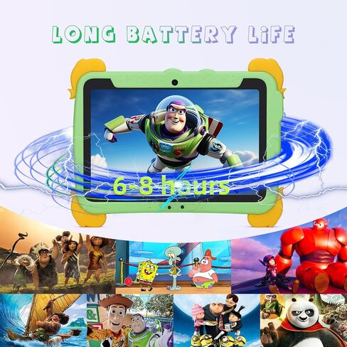 C idea 10.1 inch Kids Tablet, Android 12 WiFi Tablet for Kids Ages 3-12, 4GB RAM 64GB ROM Expandable 512GB Toddler Tablet with Case, Stylus, Dual Carema, FHD Screen, Parental Control, 6000mAh - Green in Saudi Arabia