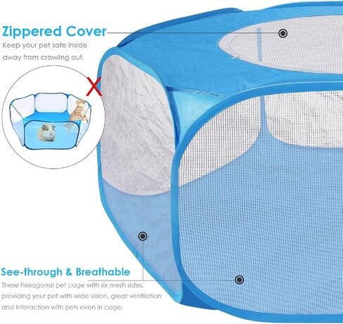 Yinuoday Small Animals Tent Pet Playpen Portable Small Animal Fence Cage Tent with Zippered Cover Breathable Transparent Pet Playpen Pop Open for Hamster Chinchillas Guinea-Pigs in Kuwait