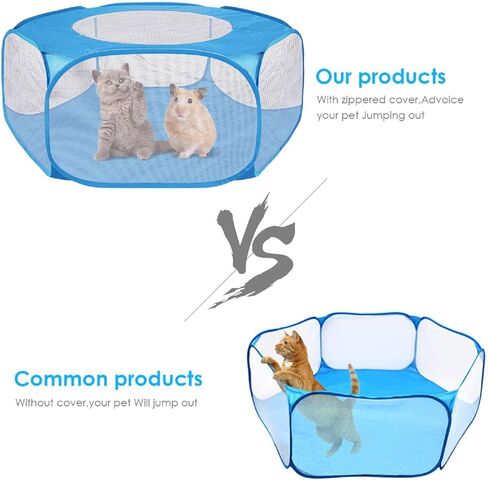 Yinuoday Small Animals Tent Pet Playpen Portable Small Animal Fence Cage Tent with Zippered Cover Breathable Transparent Pet Playpen Pop Open for Hamster Chinchillas Guinea-Pigs in Kuwait