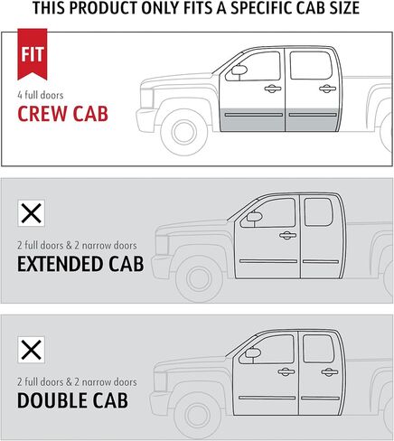 درع جانبي MaxMate متوافق مع 2019-2024 Chevy Silverado GMC Sierra 1500؛ 2020-2024 2500 3500HD | طاقم الكابينة | AM2C20248MX | القضبان الجانبية ذات القضبان Nerf وألواح الجري in Kuwait