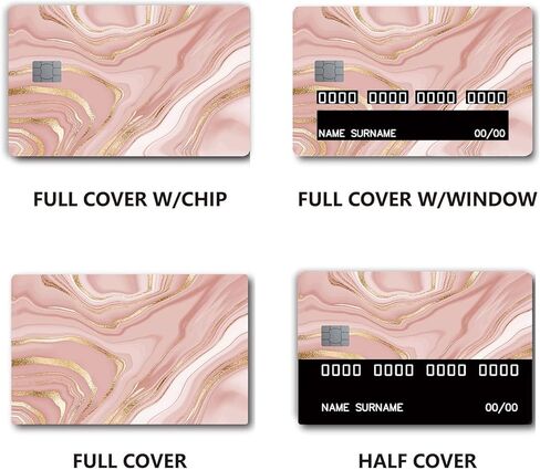 2PCS Rose Gold Liquid Marble Texture Small Chip Credit Card Stickers Slim Waterproof Anti-Wrinkling Removable Vinyl Decals Debit Card Skin Cover in Saudi Arabia