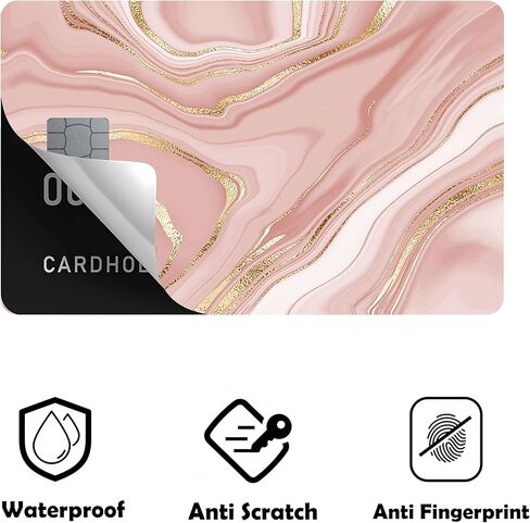 2PCS Rose Gold Liquid Marble Texture Small Chip Credit Card Stickers Slim Waterproof Anti-Wrinkling Removable Vinyl Decals Debit Card Skin Cover in Saudi Arabia