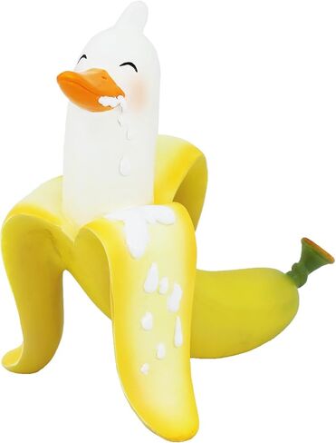 تمثال بطة الموز، هدايا مضحكة لنحت بطة الموز لطيف من الراتنج الأصفر، هدايا هفوة لديكور المكاتب، منحوتة ديكور منزلية فريدة من نوعها للأرفف، ديكور حديقة مضحك للهدايا الغريبة in Kuwait