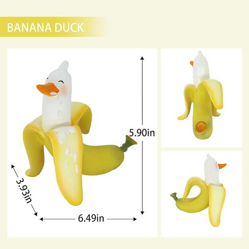 تمثال بطة الموز، هدايا مضحكة لنحت بطة الموز لطيف من الراتنج الأصفر، هدايا هفوة لديكور المكاتب، منحوتة ديكور منزلية فريدة من نوعها للأرفف، ديكور حديقة مضحك للهدايا الغريبة in Kuwait