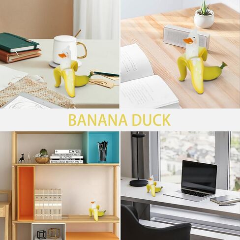 تمثال بطة الموز، هدايا مضحكة لنحت بطة الموز لطيف من الراتنج الأصفر، هدايا هفوة لديكور المكاتب، منحوتة ديكور منزلية فريدة من نوعها للأرفف، ديكور حديقة مضحك للهدايا الغريبة in Kuwait