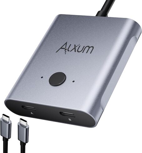 Alxum ثنائي الاتجاه USB C Switch - 2 في 1 خارج/1 في 2 خارج 2 أجهزة كمبيوتر مشاركة 1 أجهزة USB C، محدد محول USB C يدعم 8K@60 هرتز نقل بيانات 10 جيجابت في الثانية، كابلات USB C متضمنة in Kuwait