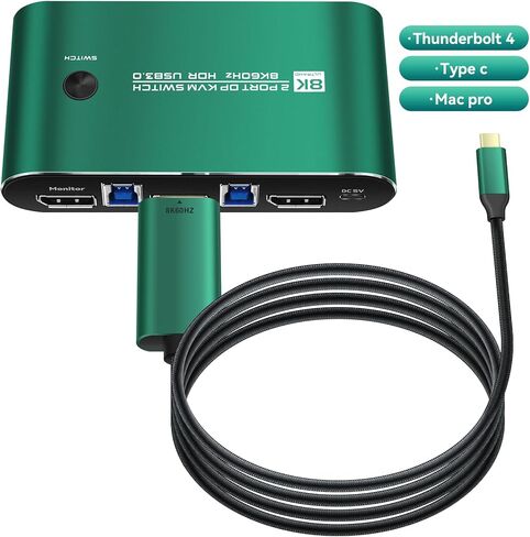 KVM Switch 1 شاشات 2 أجهزة كمبيوتر Displayport 165 هرتز Displayport KVM Switch 2 Port KVM Displayport 1440P 120 هرتز 144 هرتز 165 هرتز 240 هرتز KVM Switch Displayport 2 PC 1 مراقب DP KVM FreeSync G-SYNC Daoistek in Kuwait
