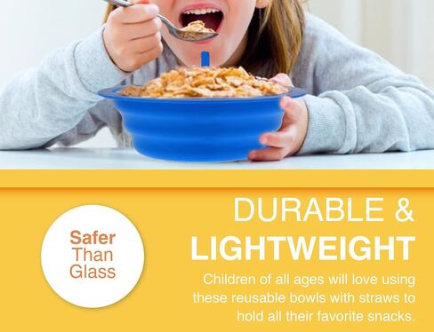 Arrow Home Products مجموعة Sip-A-Bowl، 22oz، 4pk - أوعية من القش خالية من مادة BPA للأطفال لاحتساء كل قطرة دون فوضى - صنع في الولايات المتحدة الأمريكية، رائع للحبوب والآيس كريم والحساء والحليب - ألوان متنوعة in Saudi Arabia