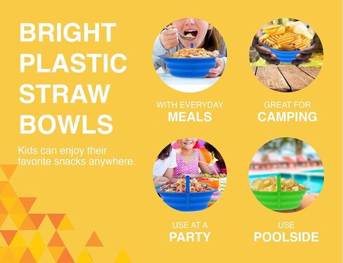 Arrow Home Products مجموعة Sip-A-Bowl، 22oz، 4pk - أوعية من القش خالية من مادة BPA للأطفال لاحتساء كل قطرة دون فوضى - صنع في الولايات المتحدة الأمريكية، رائع للحبوب والآيس كريم والحساء والحليب - ألوان متنوعة in Saudi Arabia