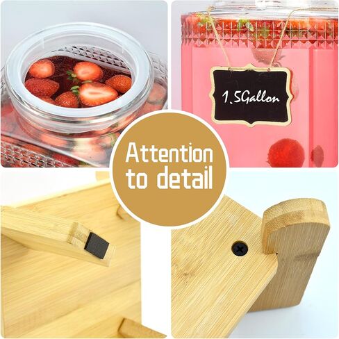 Drink Dispenser,Water Dispenser And Beverage Dispenser Stand(Natural Bamboo).Fit Max 8.66 Inch Glass Drink Dispenser,Water Jugs,Glass Water Pitcher.Ideal for Home, Parties, and Catering Events. in Saudi Arabia