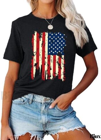 Zeagoo Women's T Shirts Short Sleeve Patriotic Shirts American Flag Tops Crewneck Summer 4th of july outfits USA Shirt in Saudi Arabia