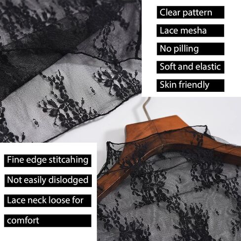 Lace Tops for Women Long Sleeve Undershirt Floral Mesh Sheer Layering Top in Saudi Arabia