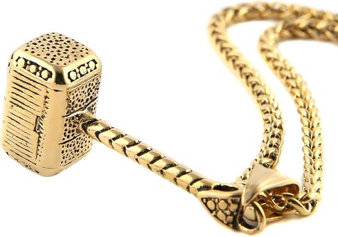 HZMAN Thor Hammer Stainless Steel Necklace For Men and Women Hammer Pendant Necklace 22+2 Inch Chain in Saudi Arabia