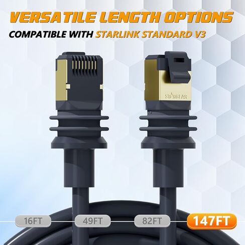 Starlink Gen 3 Cable 45M(147FT) for Standard V3 Dish Starlink Outdoor Cable Extension - Waterproof Gray in Kuwait
